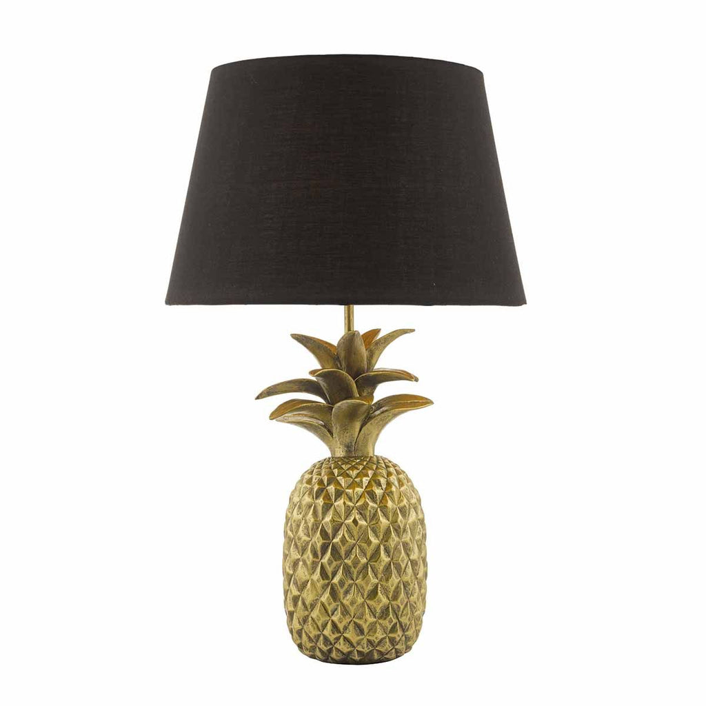 Safa Table Lamp Gold C/W Black Cotton Shade by Dar Lighting
