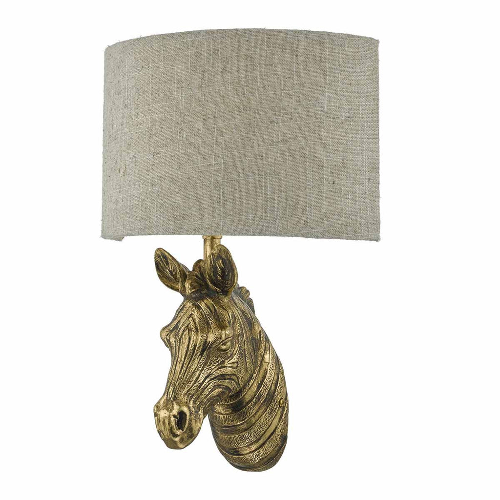 Abby Wall Light Gold C/W Natural Linen Shade by Dar Lighting