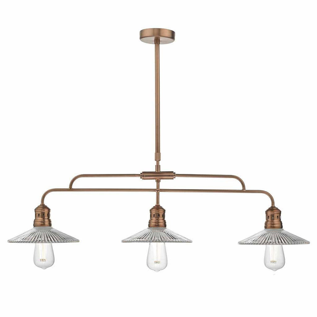 Adeline Bar Pendant Brushed Copper & Glass by Dar Lighting