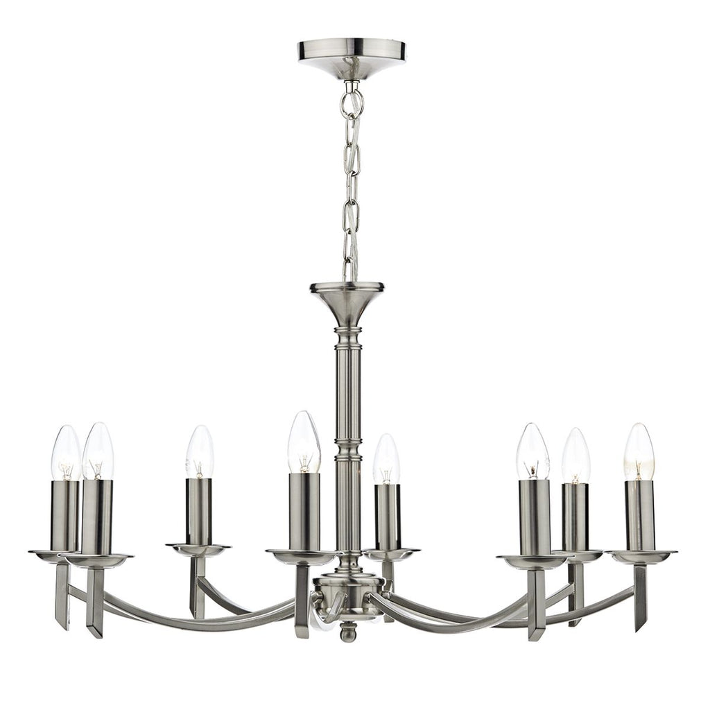 Ambassador 8 Light Dual Mount Pendant Satin Chrome by Dar Lighting