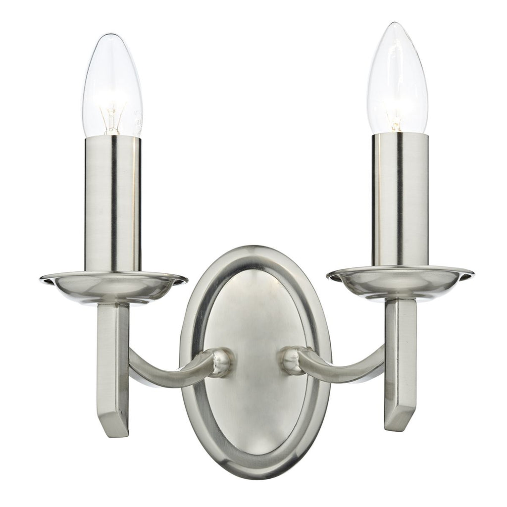 Ambassador Double Wall Light Satin Chrome by Dar Lighting