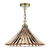 Ardeche 1 Light Large Pendant Amber Glass & Antique Brass by Dar Lighting