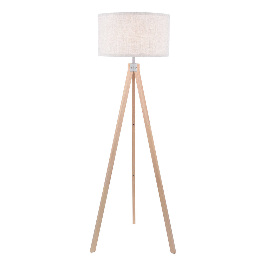 Armitage Tripod Floor Lamp Light Wood With Shade by Dar Lighting