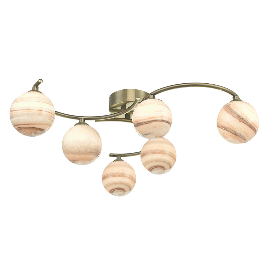 dar-lighting-atiya-6-light-semi-flush-ceiling-light-antique-brass-with-planet-art-glass