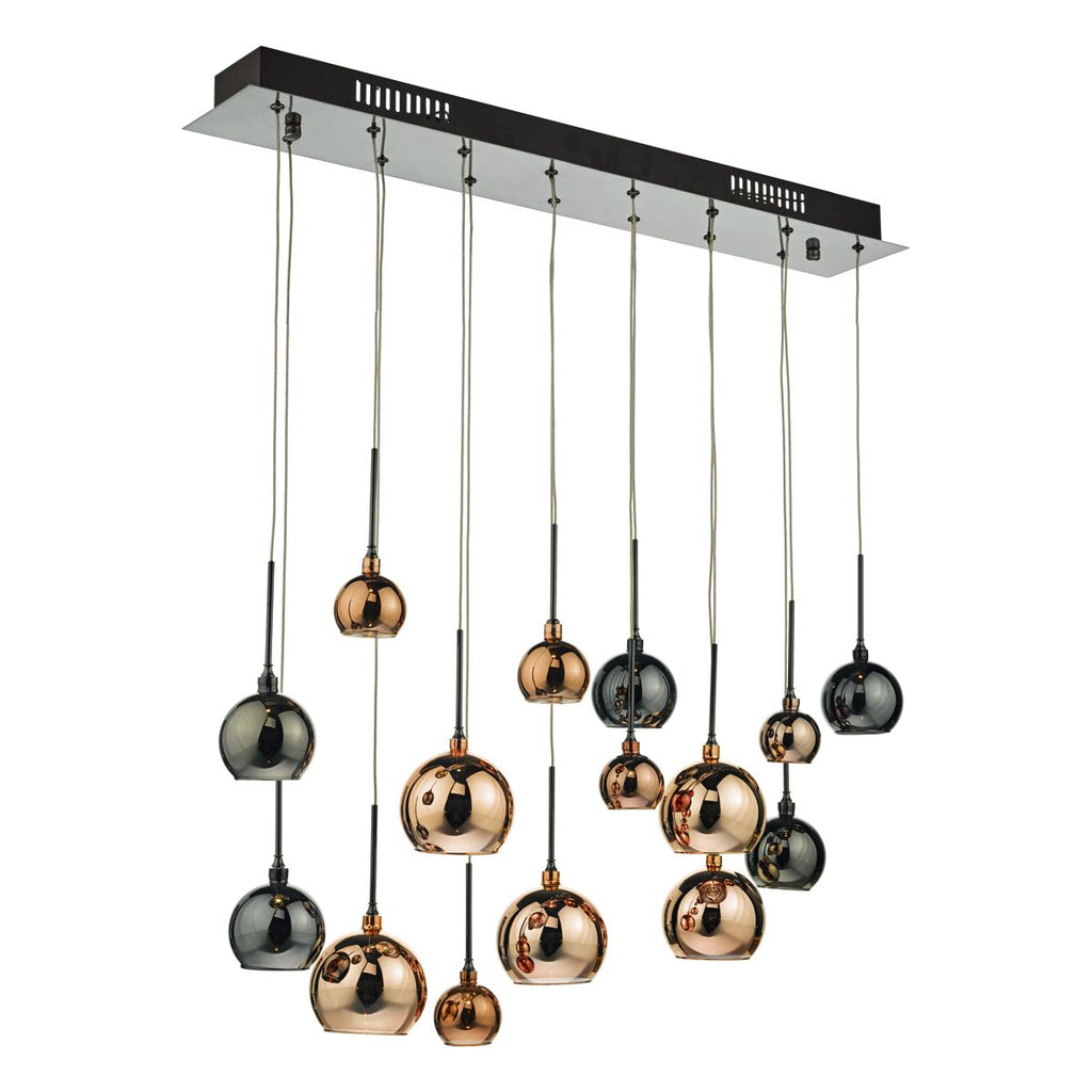 Aurelia 15lt Bar Pendant Black Chrome & Multi Colour by Dar Lighting