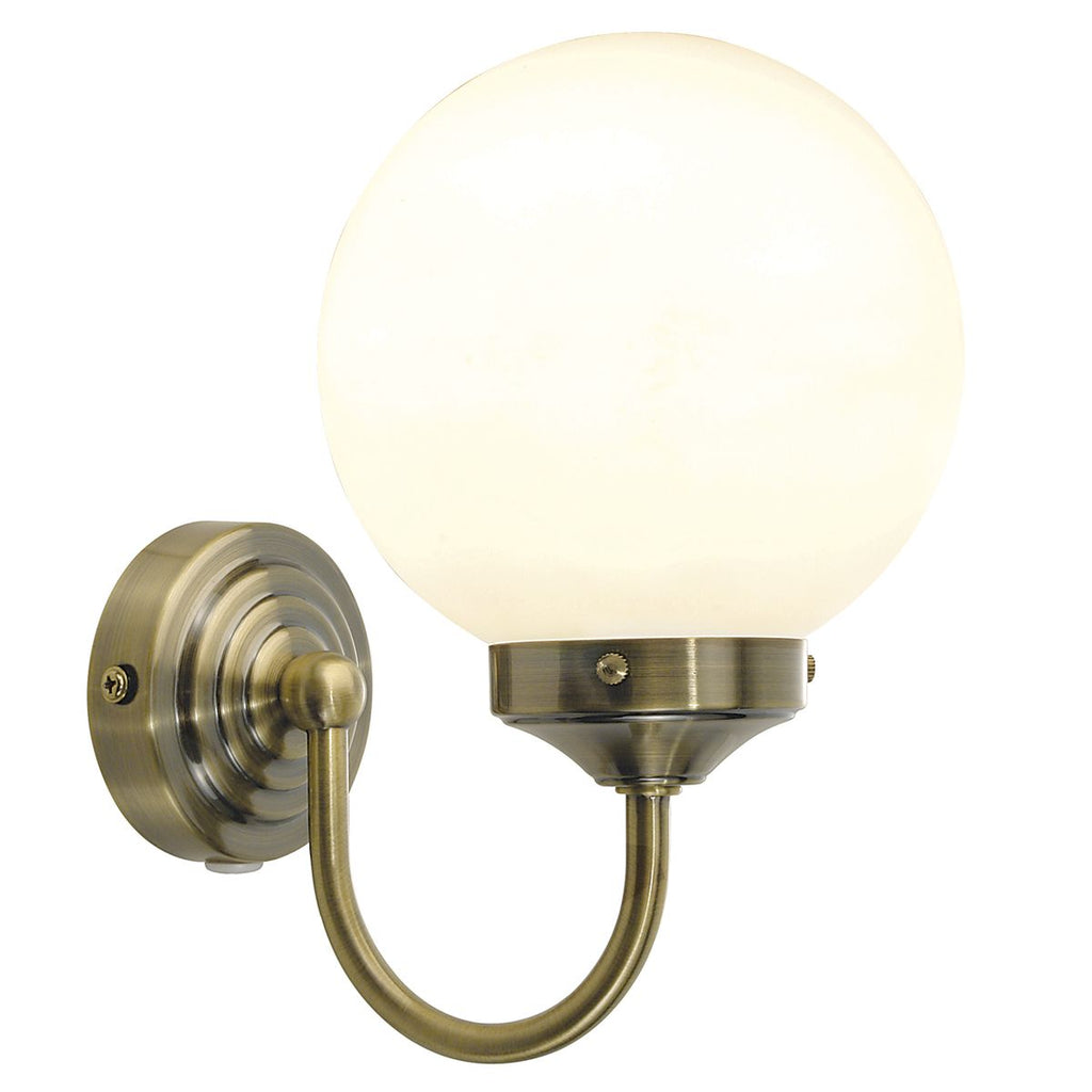 Barclay Single Wall Light Antique Brass IP44 by Dar Lighting