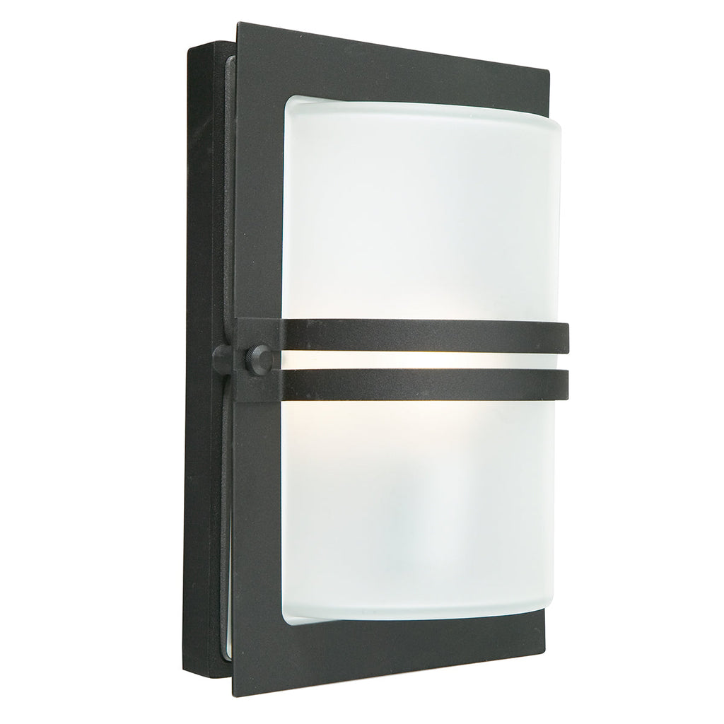 Basel 1lt Flush Wall Light Black with Frosted Glass - Norlys