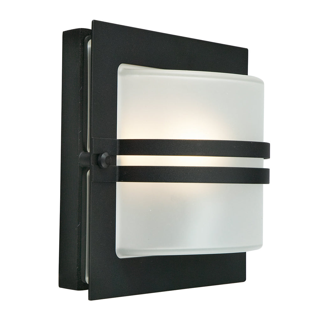 Bern 1 Light Wall Lantern - Black With Frosted Glass - Norlys