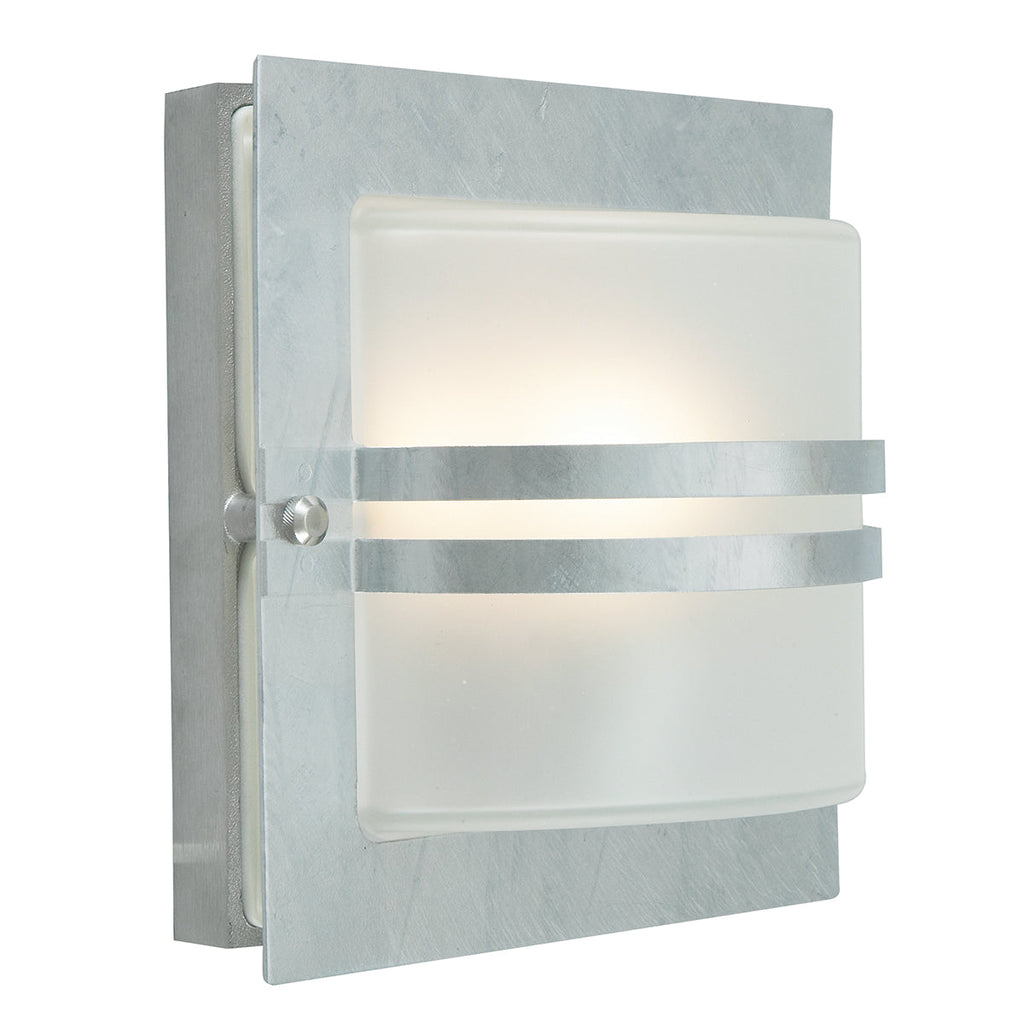 Bern 1 Light Wall Lantern - Galvanized With Frosted Glass - Norlys