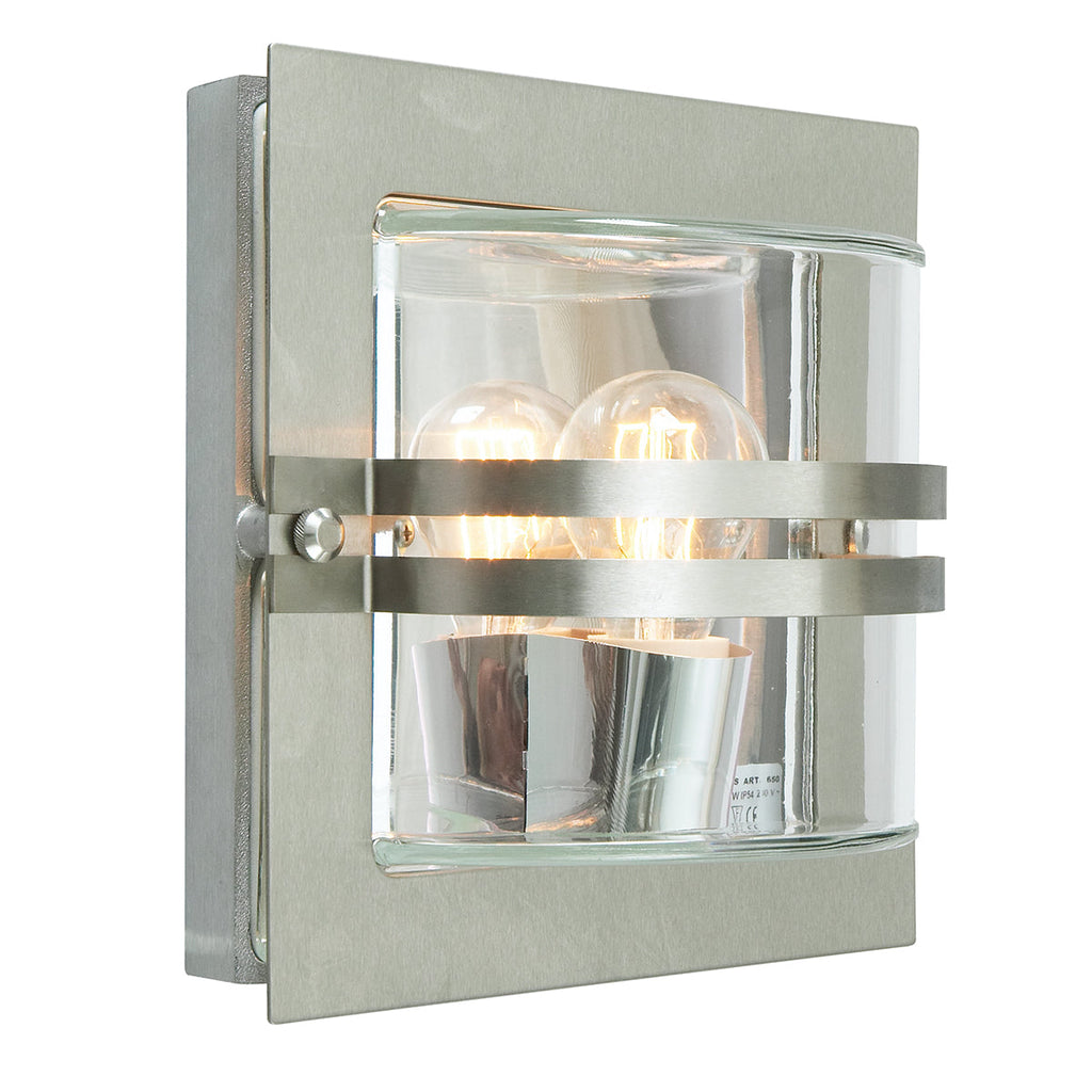 Bern 1 Light Wall Lantern - Stainless Steel With Clear Glass - Norlys