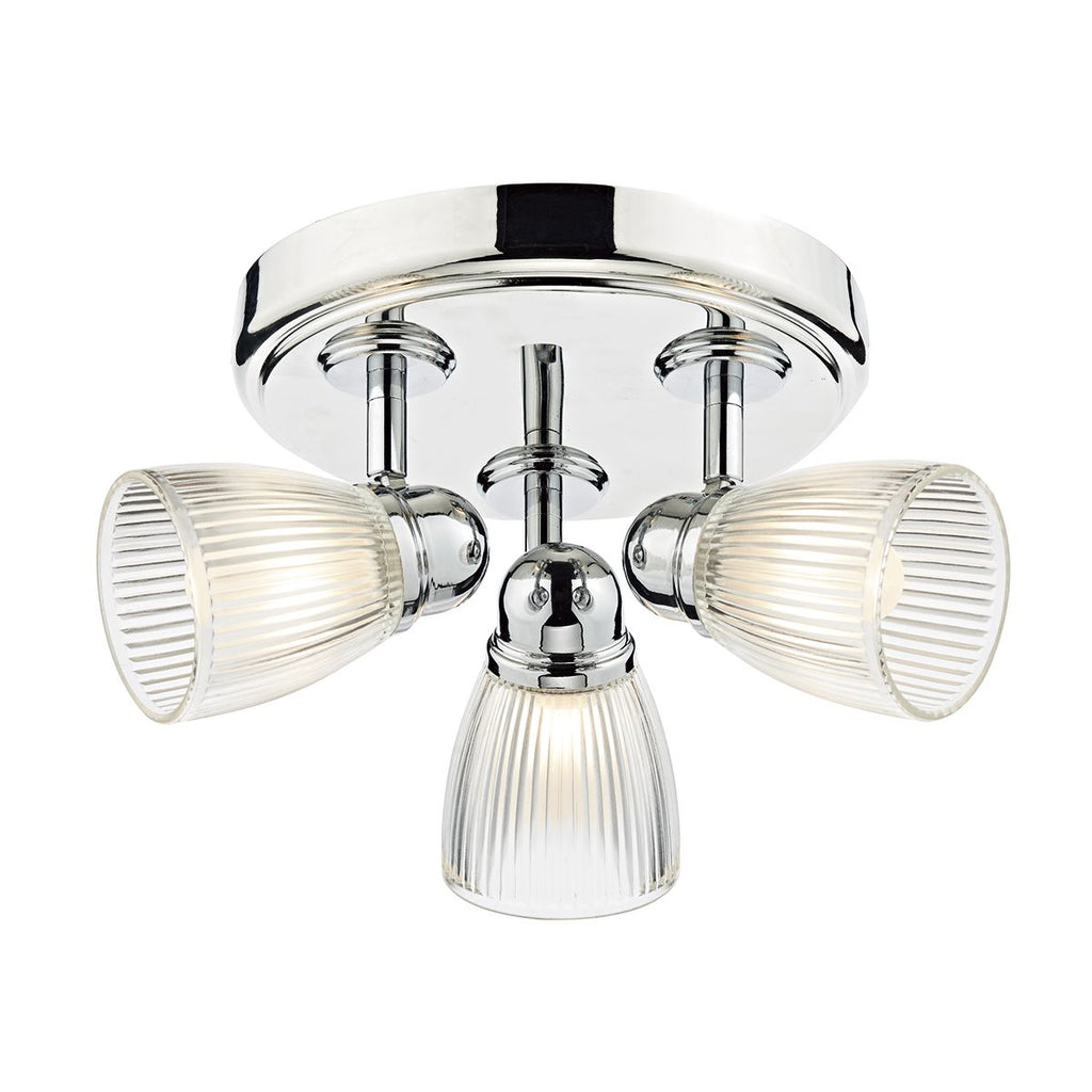 Cedric 3 Light Round Plate Spot Polished Chrome IP44 by Dar Lighting