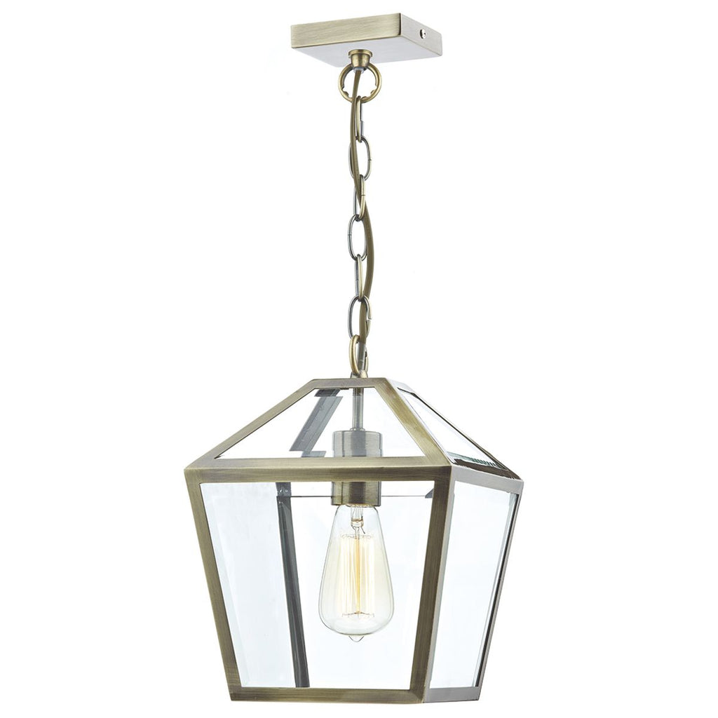 Churchill 1 Light Pendant Antique Brass by Dar Lighting