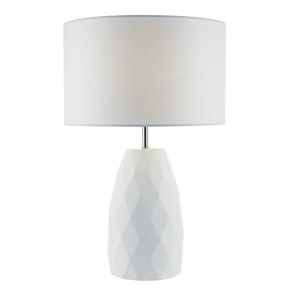 Ciara Table Lamp White Base c/w White Linen Shade by Dar Lighting