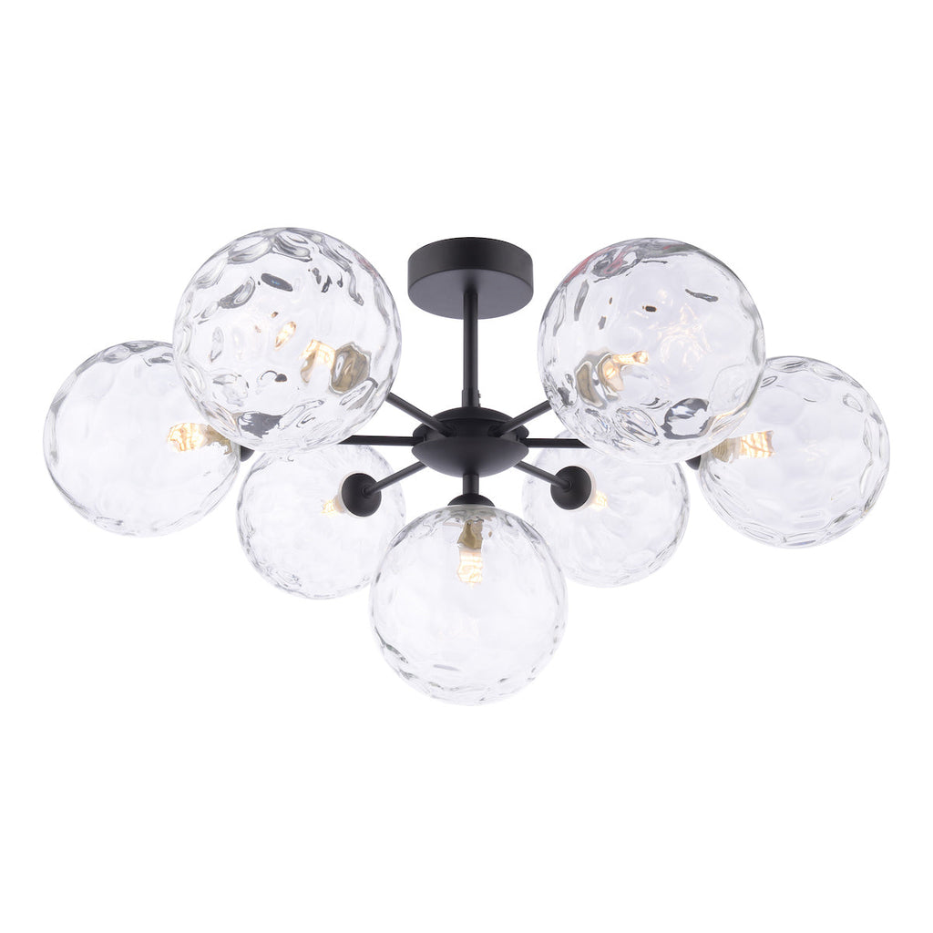 dar-lighting-Cohen-7-Light-Semi-Flush-Matt-Black-Moulded-Glass