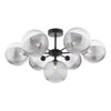 Dar Lighting -  Cohen 7 Light Semi-Flush Matt Black & Smoked Clear Ribbed Glass