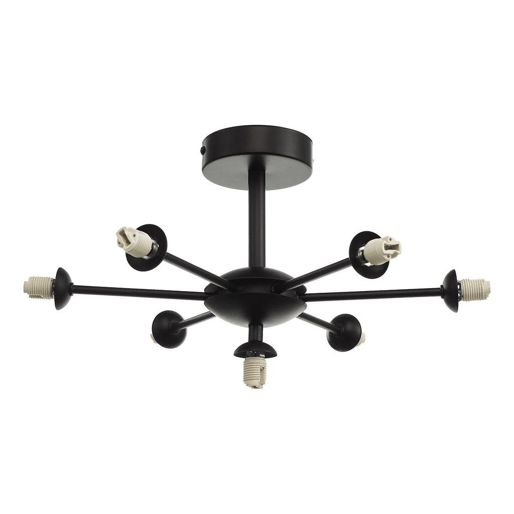 dar-lighting-Cohen-7-Light-Pendant-Matt-Black-Frame-Only