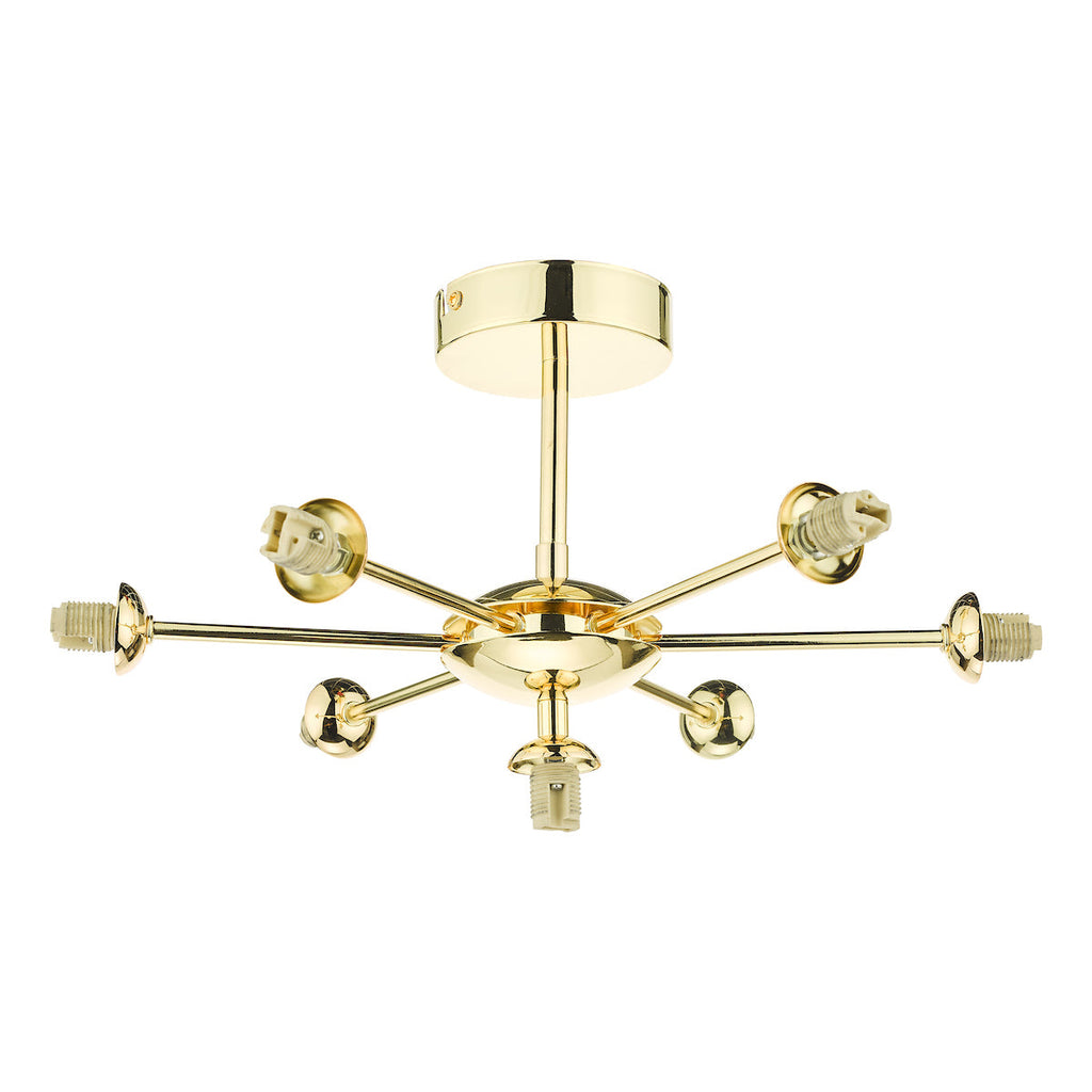 dar-lighting-Cohen-7-Light-Semi-Flush-Polished-Gold-Fitting-Only