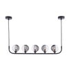 Dar Lighting - Cradle 5 Light Bar Pendant Matt Black & Smoked Clear Ribbed Glass