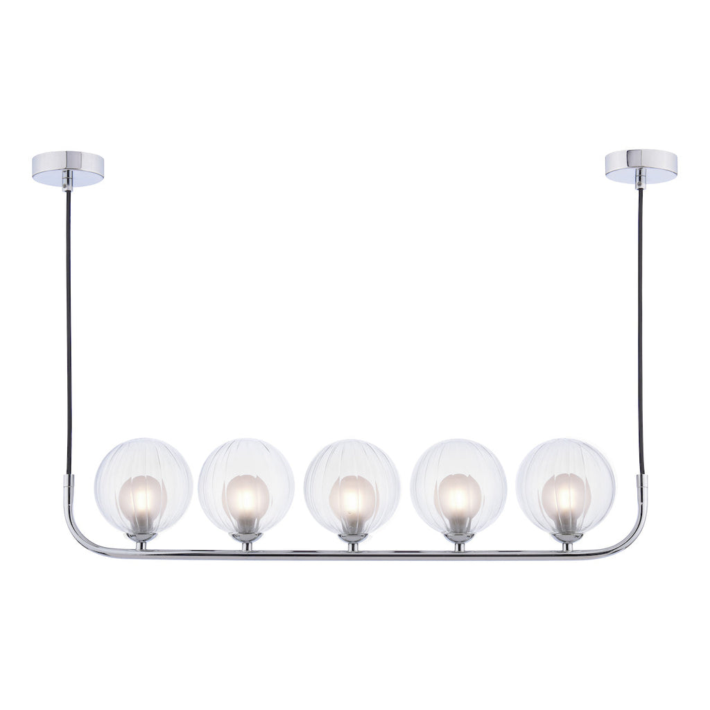Dar Lighting - Cradle 5 Light Bar Pendant Polished Chrome & Clear Opal Glass