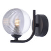 Dar Lighting - Cradle Wall Light Matt Black & Smoked Clear Ribbed Glass