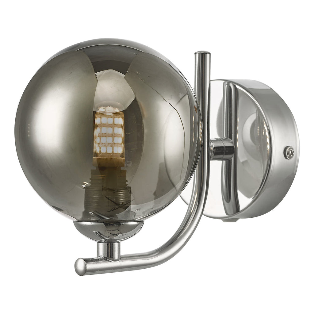 dar-lighting-Cradle-1-Light-Wall-Light-Polished-Chrome-Smoked-Glass