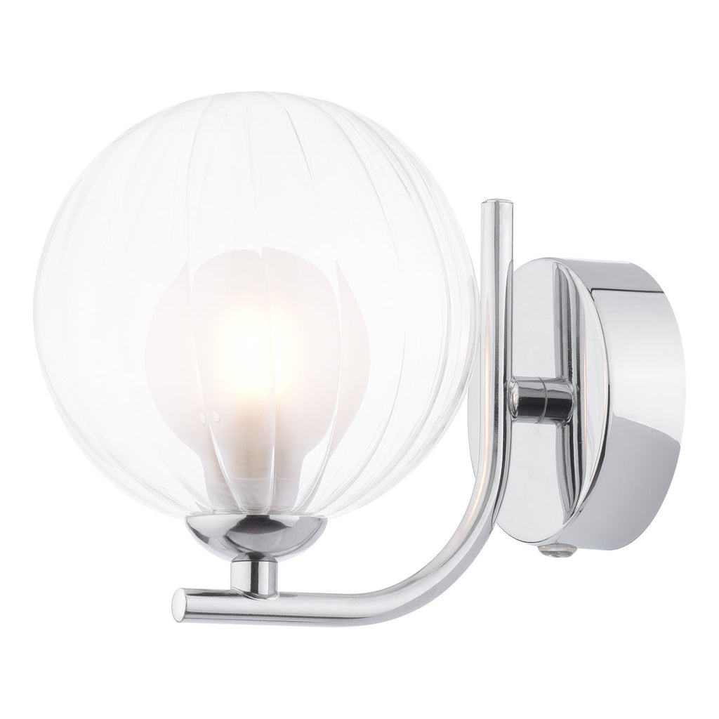 Dar Lighting - Cradle Wall Light Polished Chrome & Clear Opal Glass