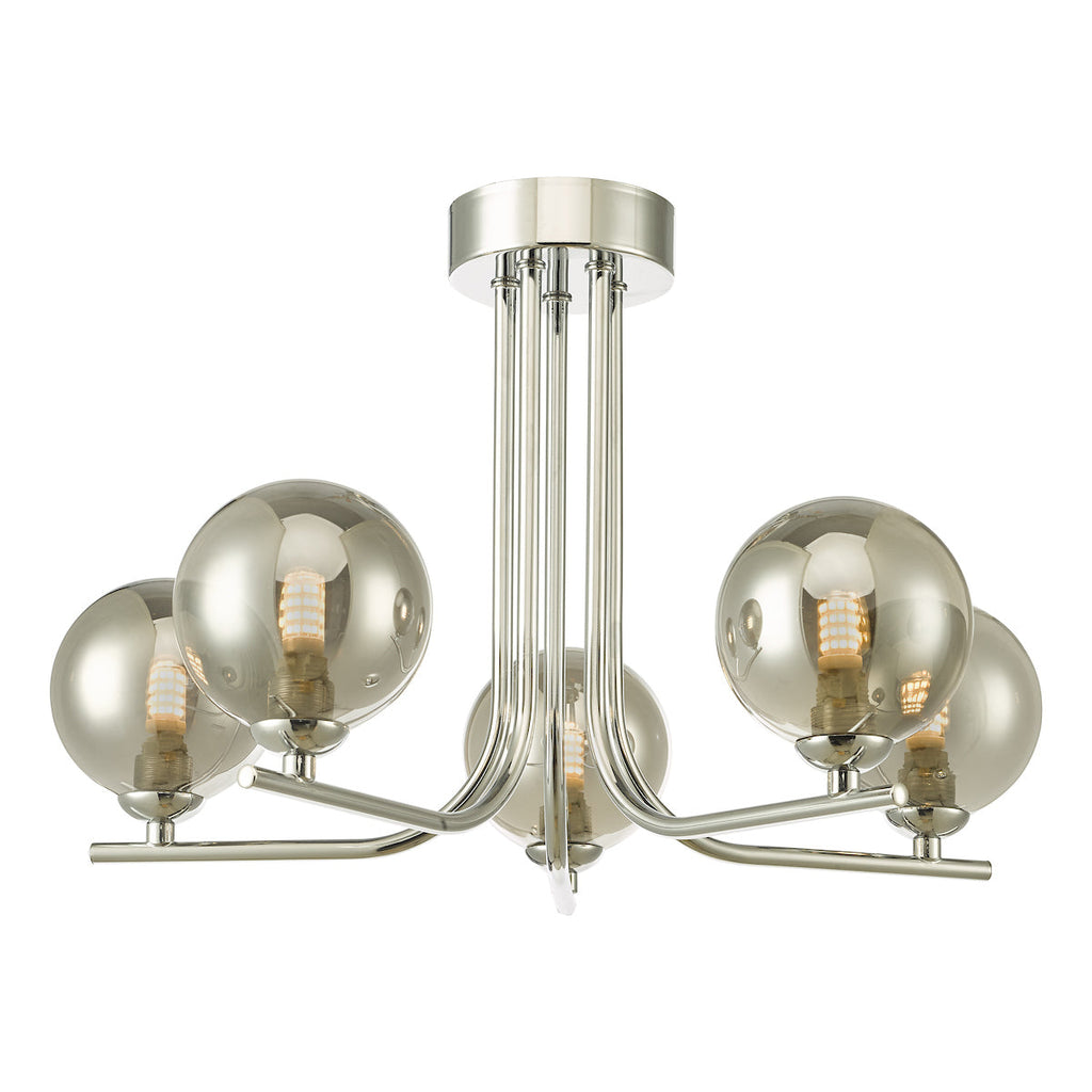 dar-lighting-Cradle-5-Light-Semi-Flush-Polished-Chrome-Smoked-Glass