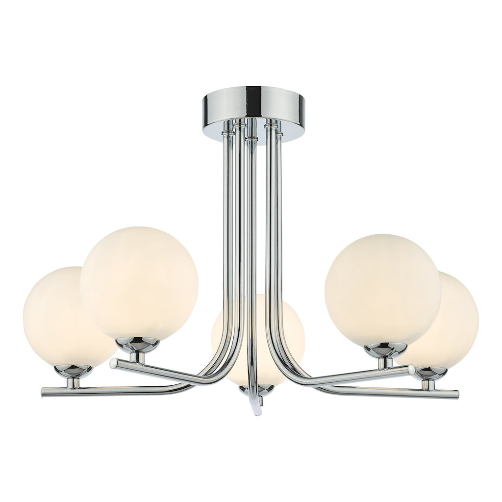 dar-lighting-Cradle-5-Light-Semi-Flush-Polished-Chrome-Opal-Glass