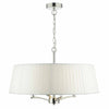 Cristin 4lt Pendant Polished Nickel C/W Ivory Ribbon Shade by Dar Lighting