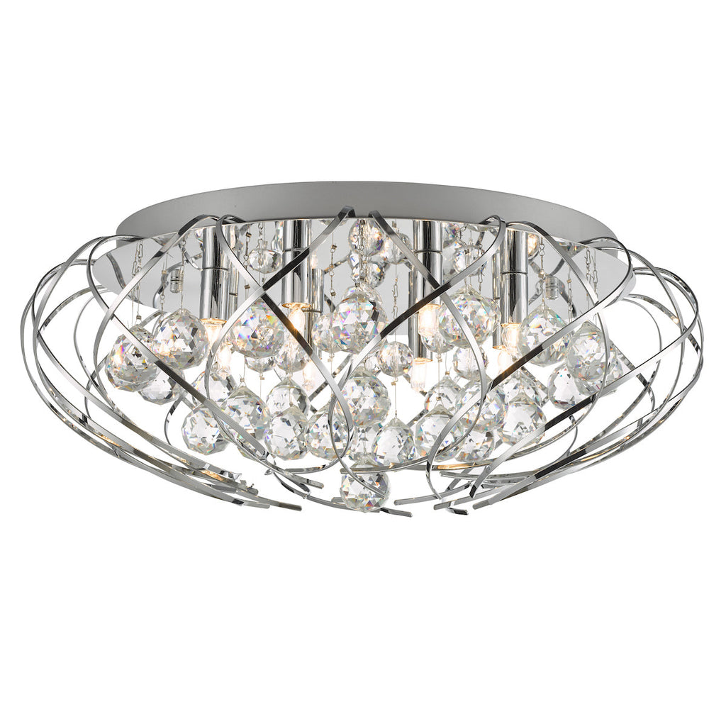 Dar Lighting -  Davian 8 Light Flush Polished Chrome Crystal