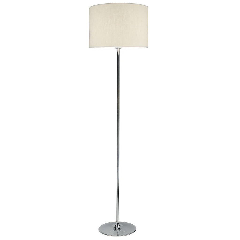 Delta Floor Lamp Polished Chrome complete with Shade by Dar Lighting