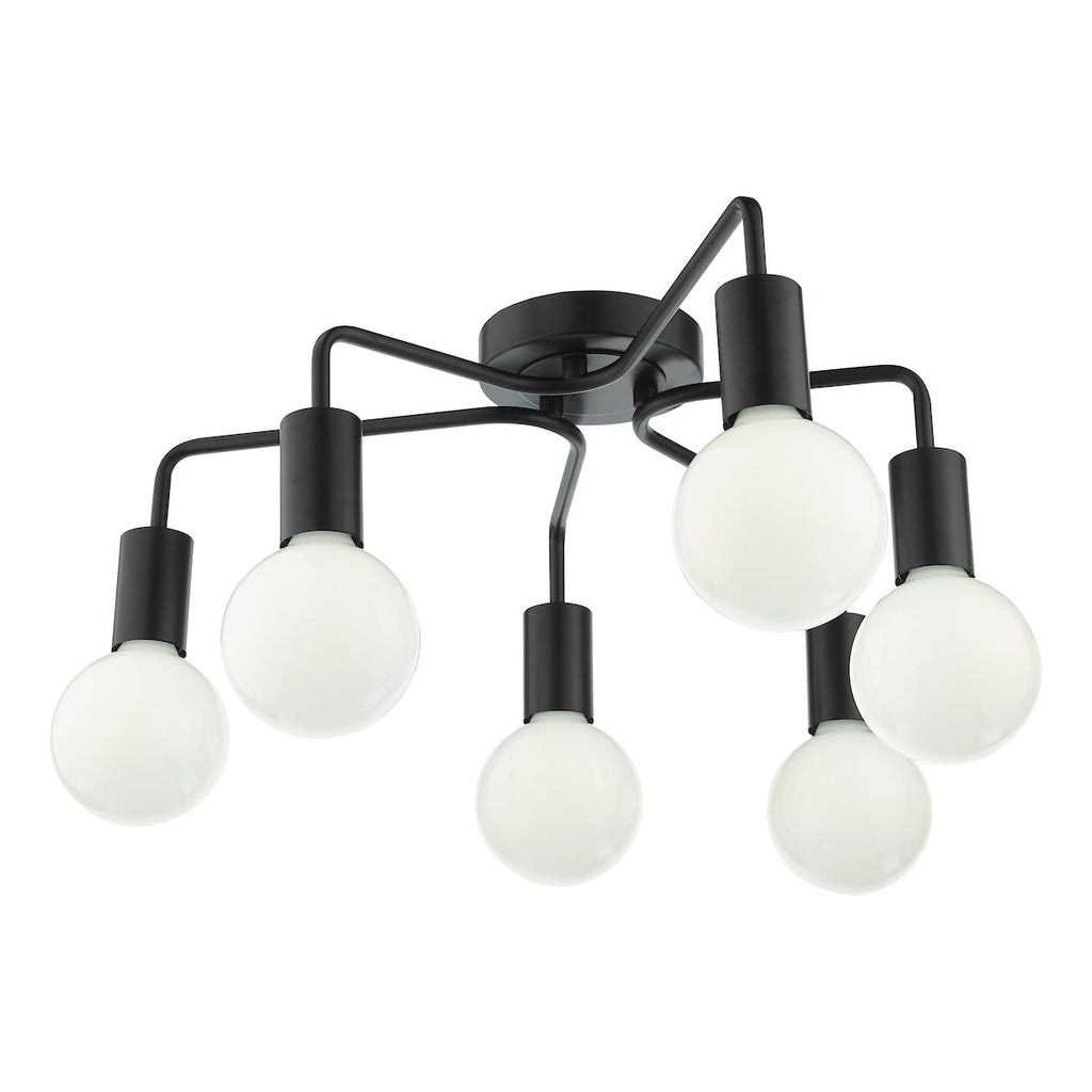 Dar Lighting - Dena 6 Light Flush Matt Black