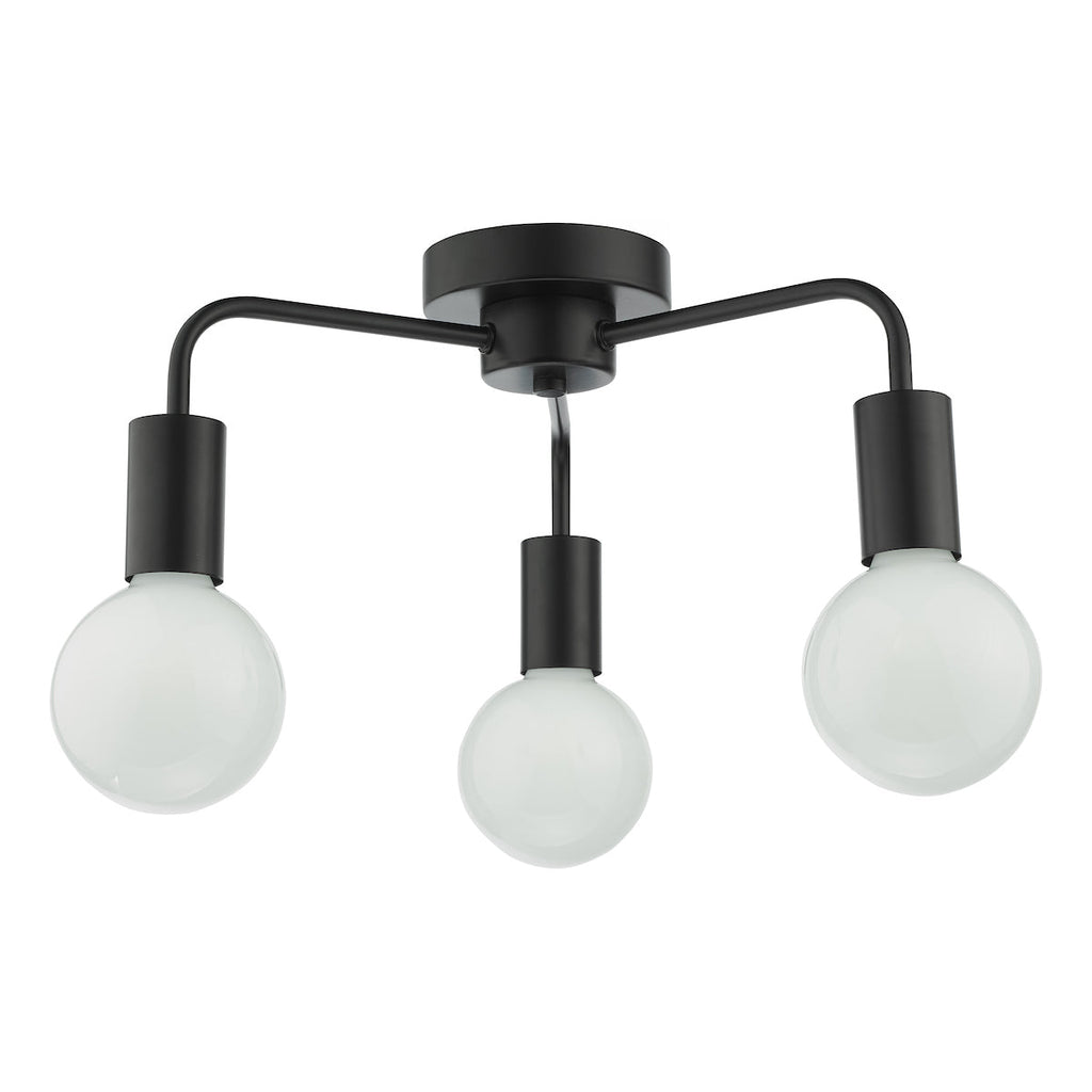 Dar Lighting - Dena 3 Light Flush Matt Black