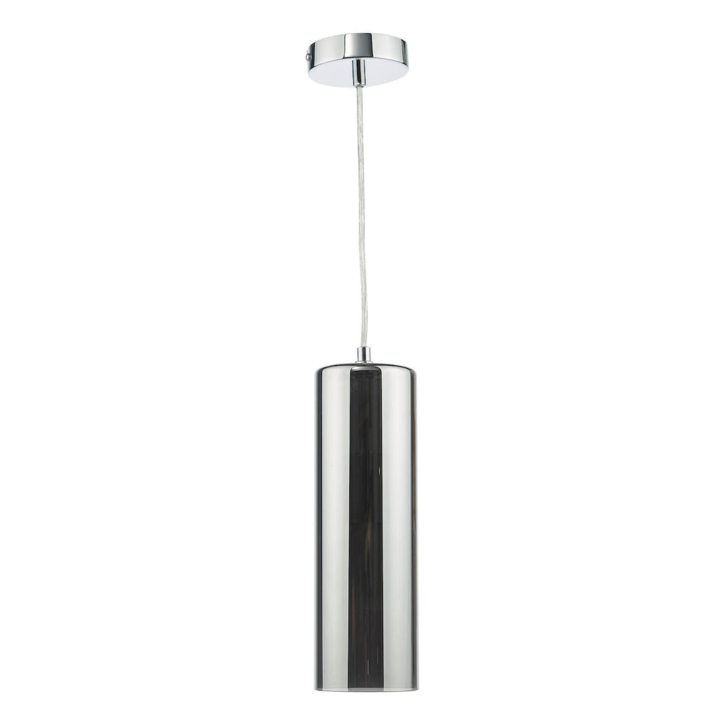 Diaz Pendant Smoked Glass and Polished Chrome by Dar Lighting