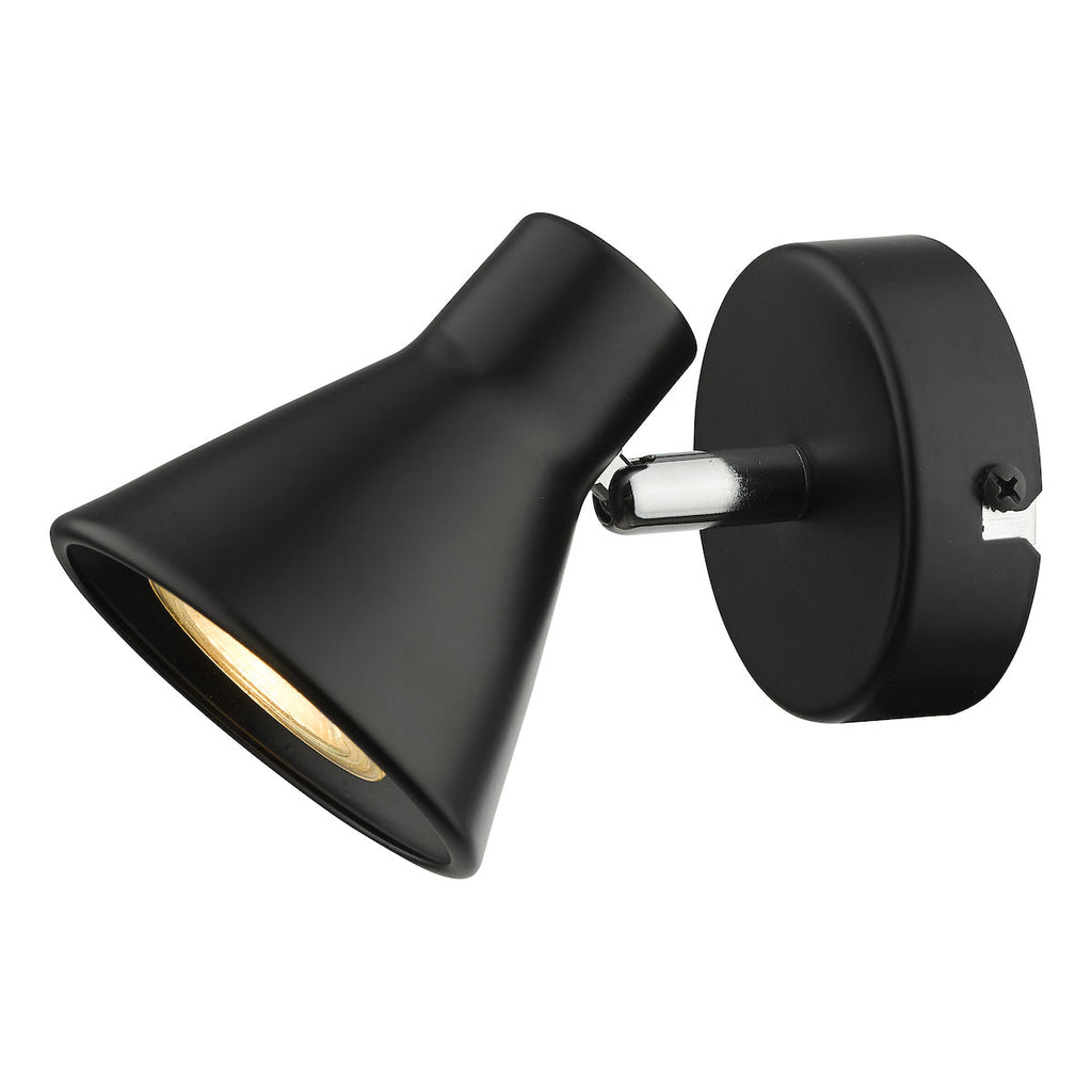 Dar Lighting -  Diza Single Wall Spotlight Matt Black Polished Chrome