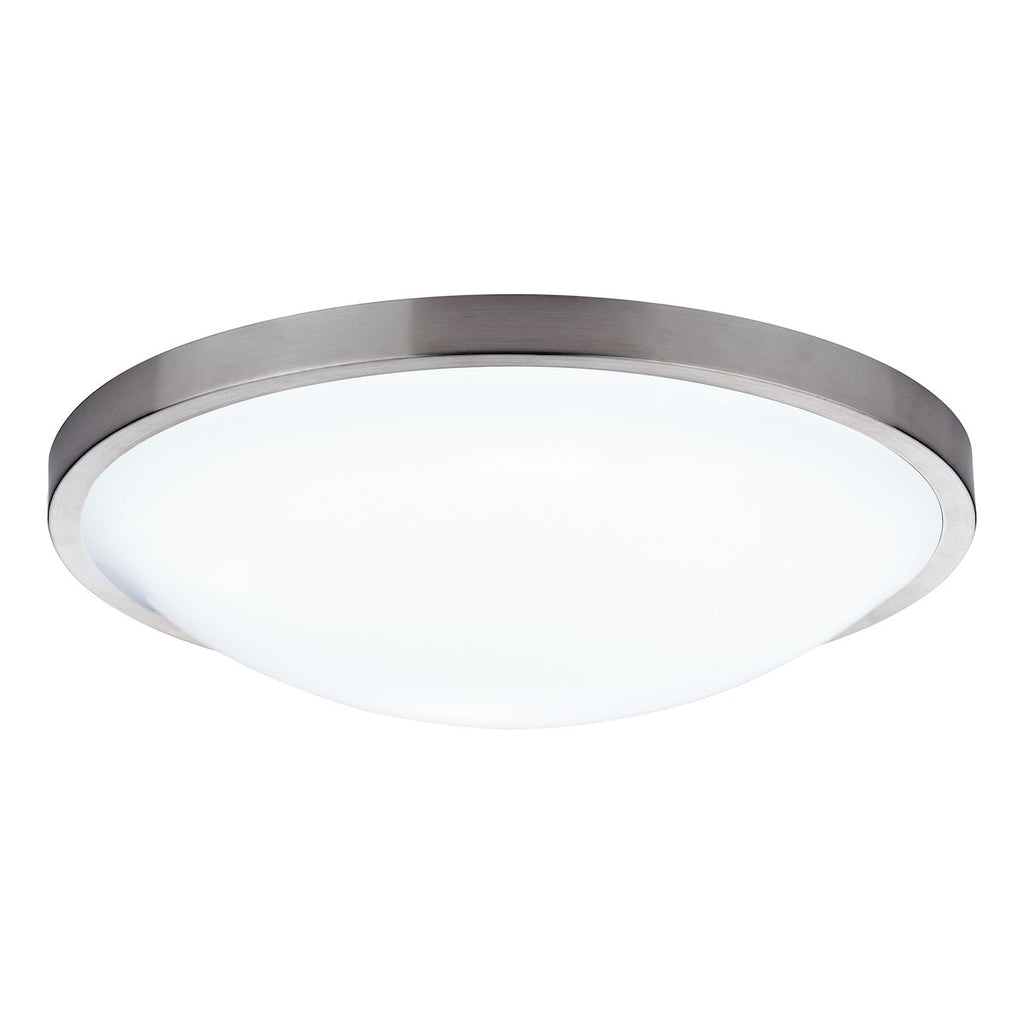 Dar Lighting -  Dover Bathroom Flush Satin Chrome White Acrylic IP44