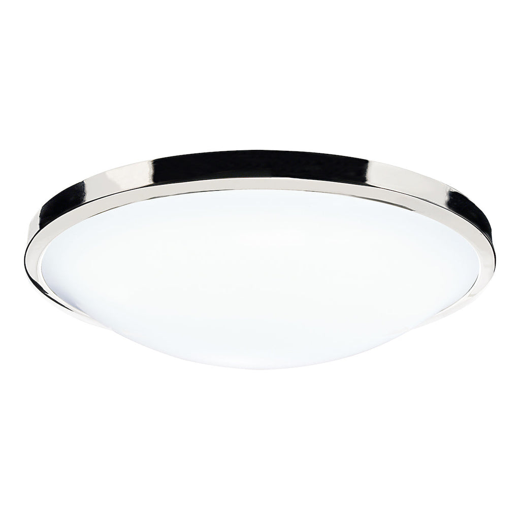 Dar Lighting -  Dover Bathroom Flush Polished Chrome White Acrylic IP44