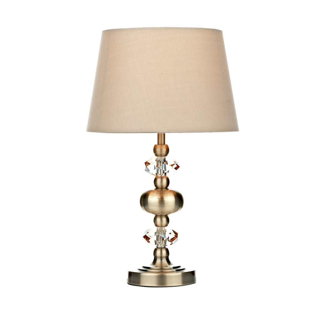 Dar Lighting - Edith Touch Table Lamp Antique Brass complete with Shade