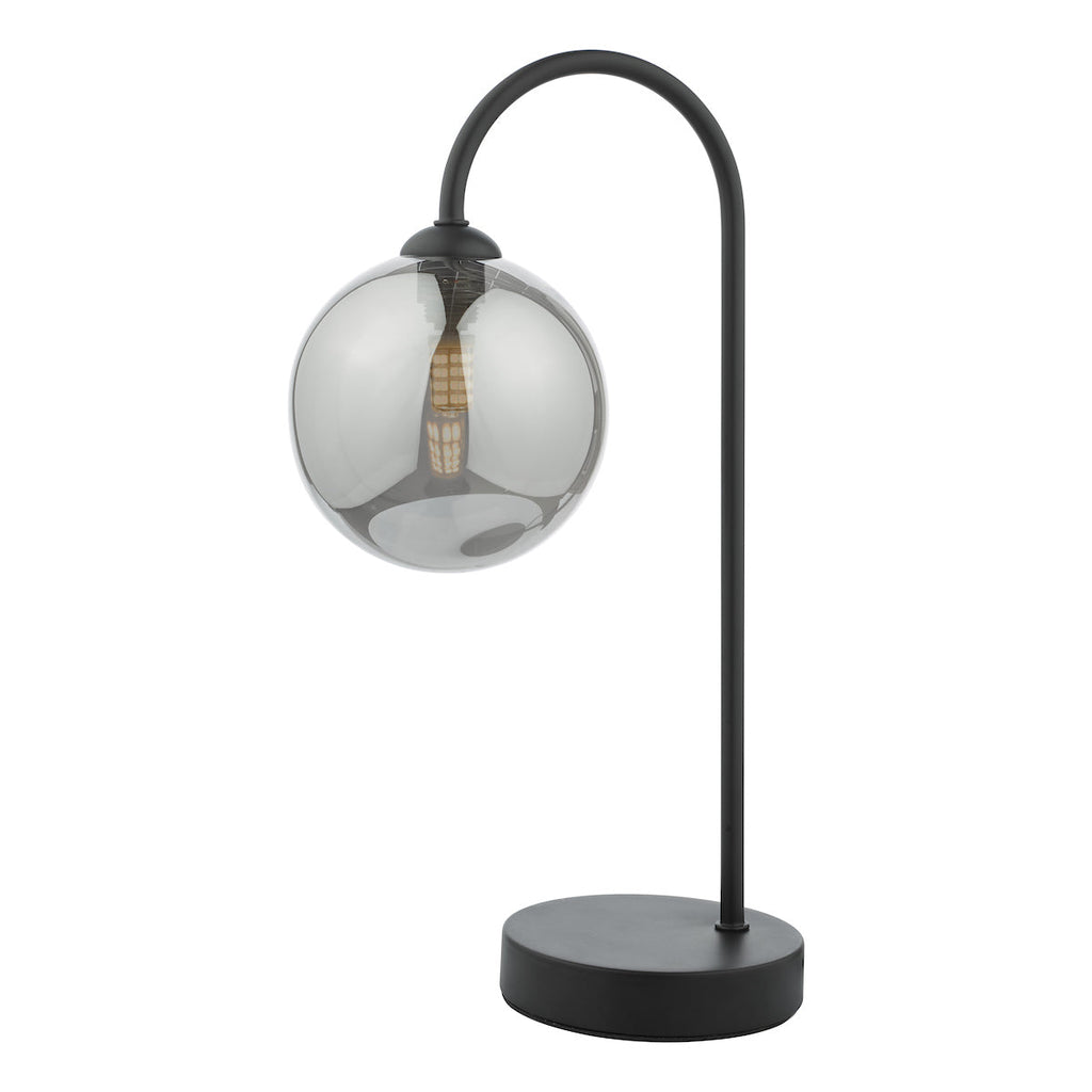 Dar Lighting - Eissa 1 Light Touch Table Lamp Matt Black Smoked Glass
