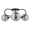 Dar Lighting - Eissa 3 Light Semi Flush Matt Black Smoked Glass
