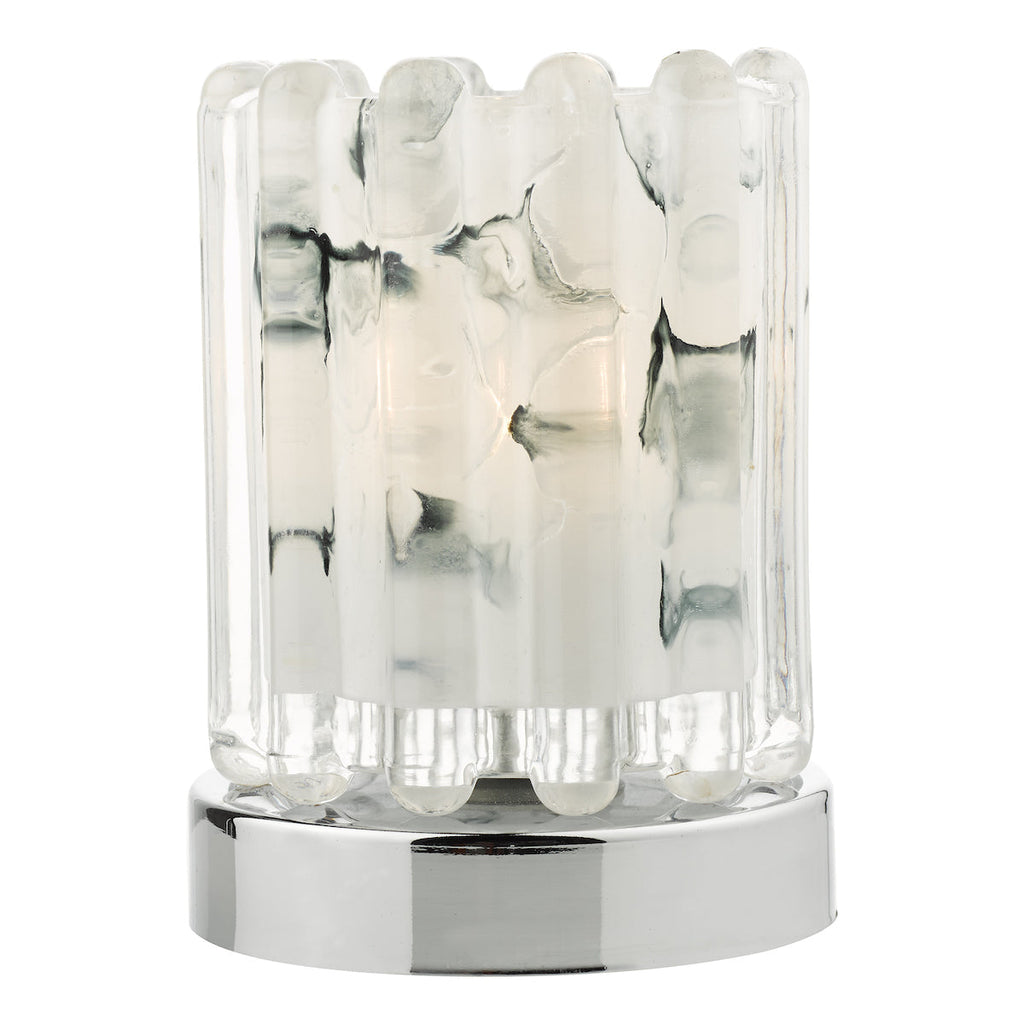 Dar Lighting - Elf Touch Table Lamp Polished Chrome With Ribbed Glass