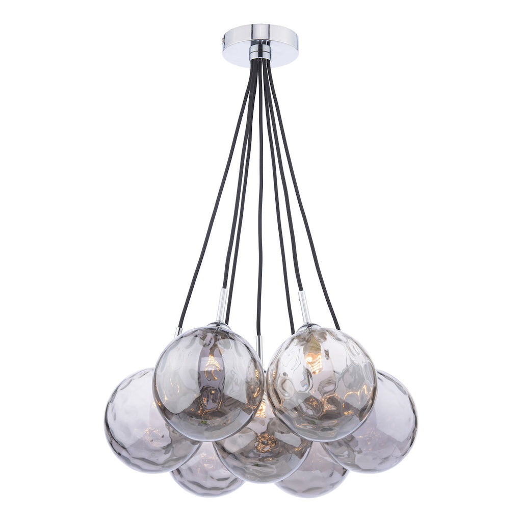 dar-lighting-Elpis-7-Light-Cluster-Pendant-Polished-Chrome-Smoked-Dimpled-Glass