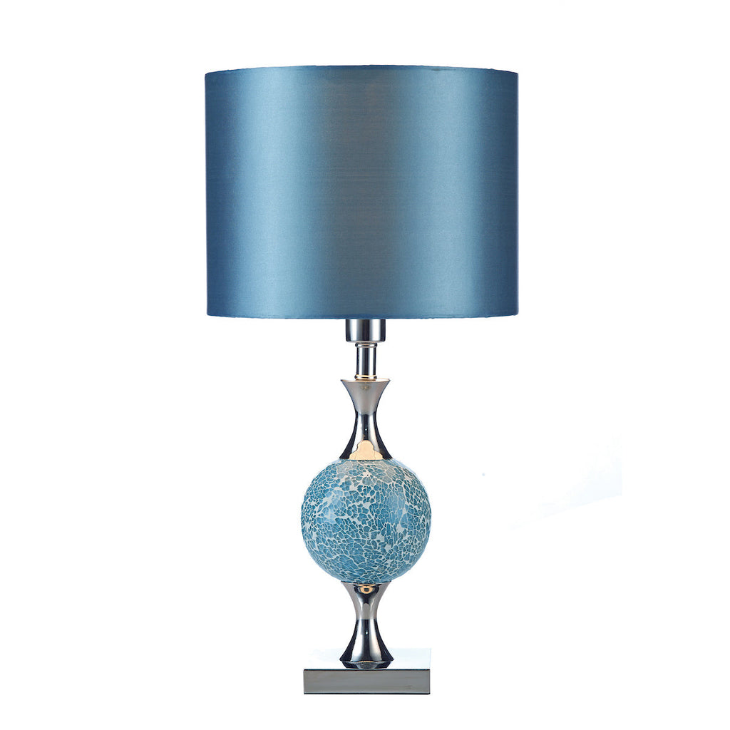 Dar Lighting - Elsa Table Lamp Polished Chrome Blue Mosaic With Shade