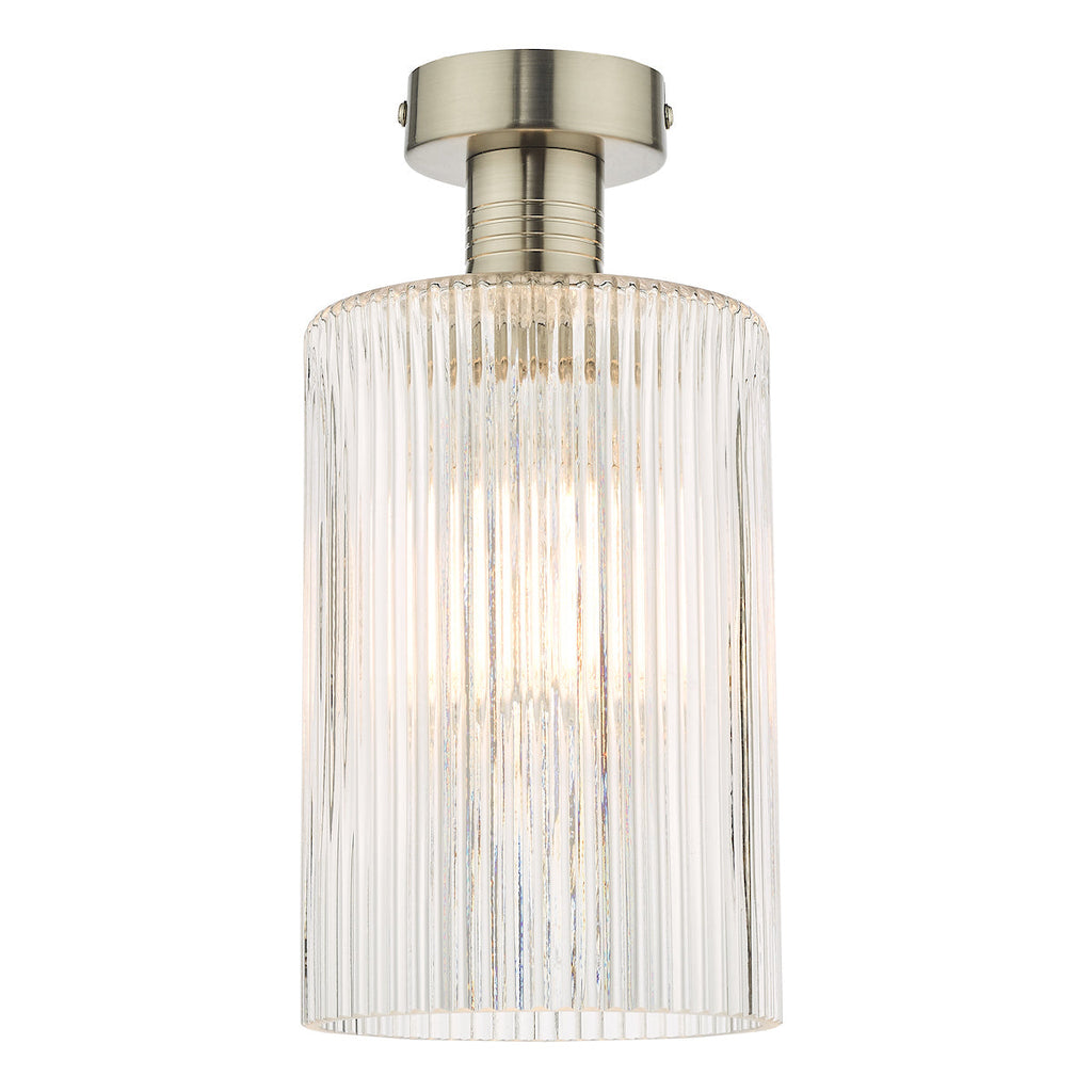 dar-lighting-Emerson-Semi-Flush-Antique-Chrome-Cylinder-Ribbed-Glass
