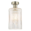 dar-lighting-Emerson-Semi-Flush-Antique-Chrome-Cylinder-Ribbed-Glass