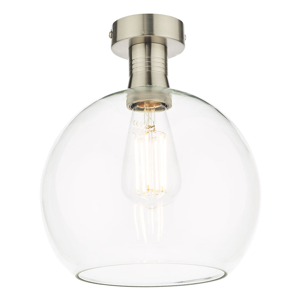 dar-lighting-Emerson-Semi-Flush-Antique-Chrome-Round-Clear-Glass
