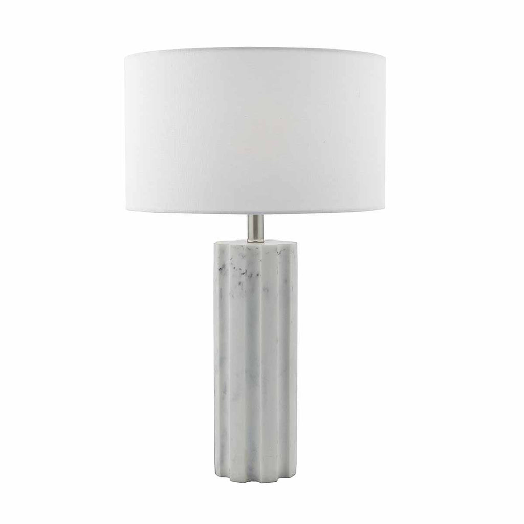 Erebus Table Lamp Stone c/w White Linen Shade by Dar Lighting