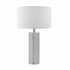 Erebus Table Lamp Stone c/w White Linen Shade by Dar Lighting