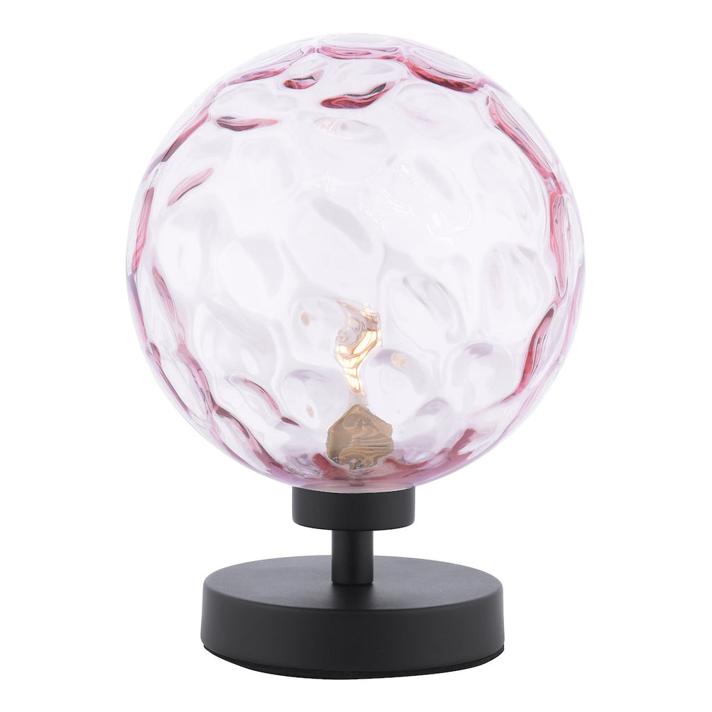 Dar Lighting -  Esben Table Lamp Matt Black Pink Dimpled Glass
