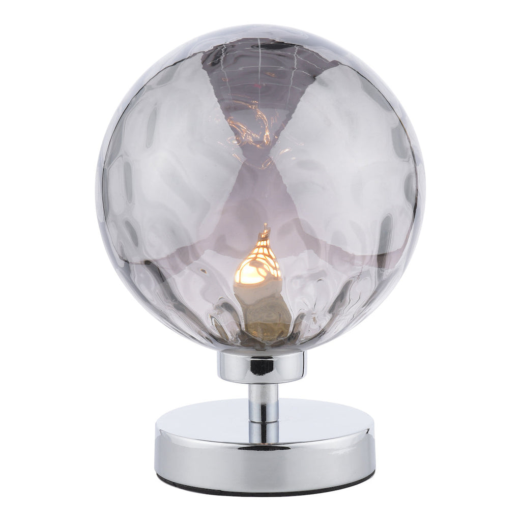 Dar Lighting -  Esben Table Lamp Polished Chrome Smoked Dimpled Glass